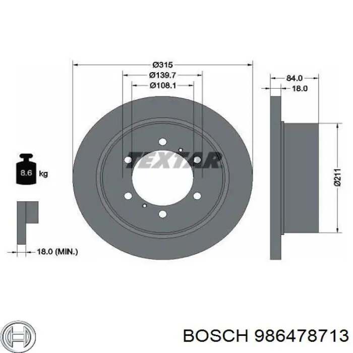 986478713 Bosch Дисковый тормоз