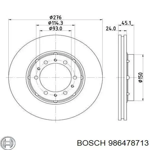 Задний тормозной диск Bosch 986478713 цена, от 44.37 USD
