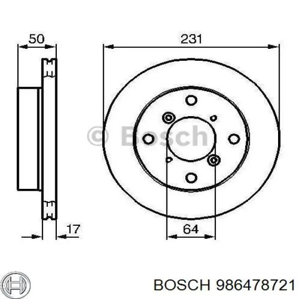 986478721 Bosch диск тормозной передний