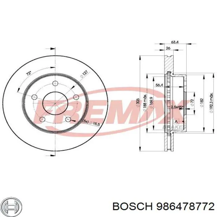 Купить 986478772 Bosch Ротор тормозной