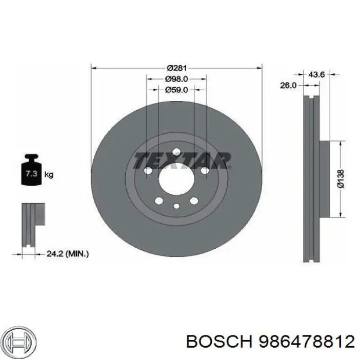 Передние тормозные диски 986478812 Bosch