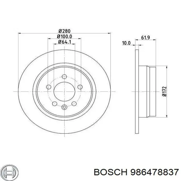 Тормозные диски 986478837 Bosch