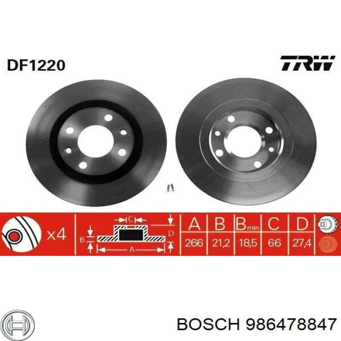 986478847 Bosch Диск тормозной передний
