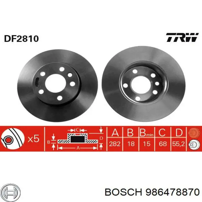 Передние тормозные диски 986478870 Bosch