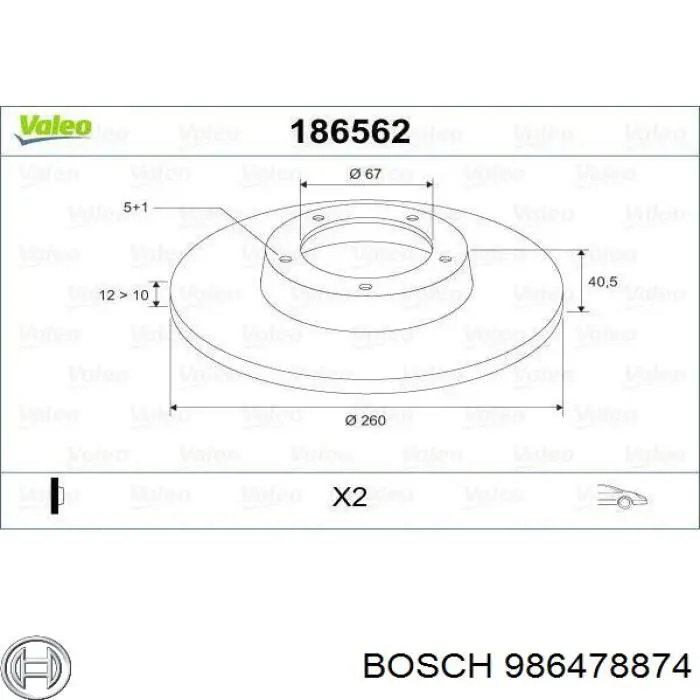 986478874 Bosch Диск тормозной передний