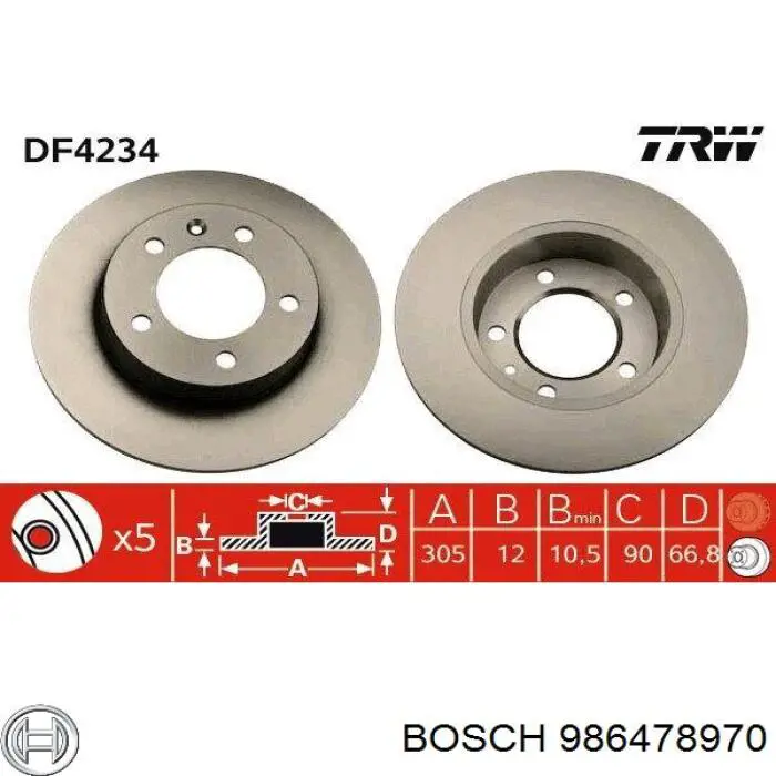 986478970 Bosch disco do freio traseiro