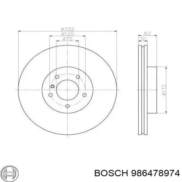 986478974 Bosch диск тормозной передний