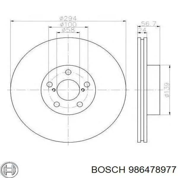 986478977 Bosch диск тормозной передний