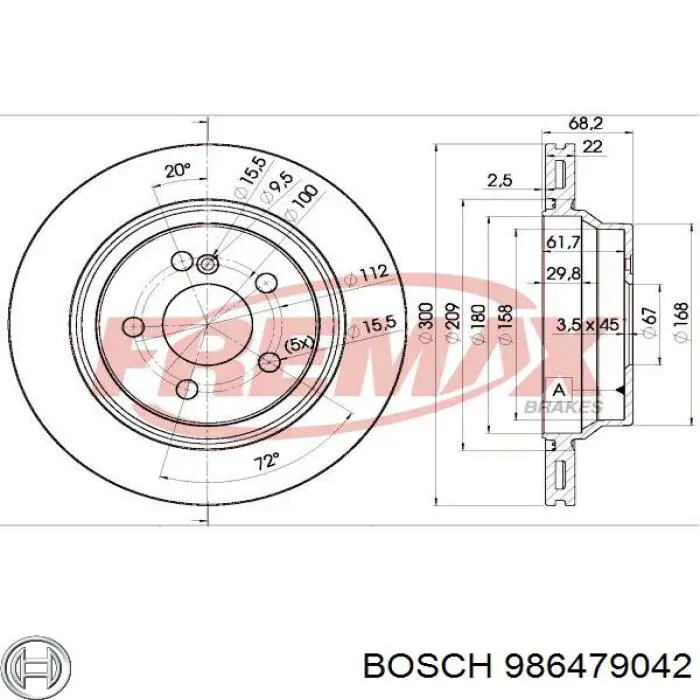 Задний тормозной диск Bosch 986479042 цена, от 50.72 USD