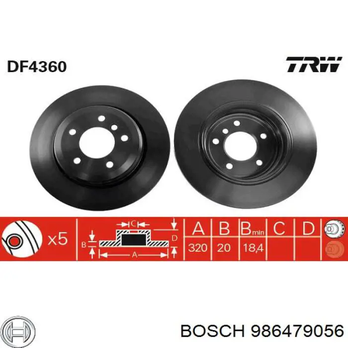 986479056 Bosch диск тормозной задний