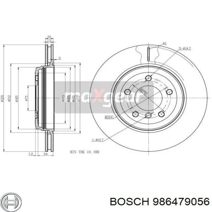 Тормозные диски 986479056 Bosch