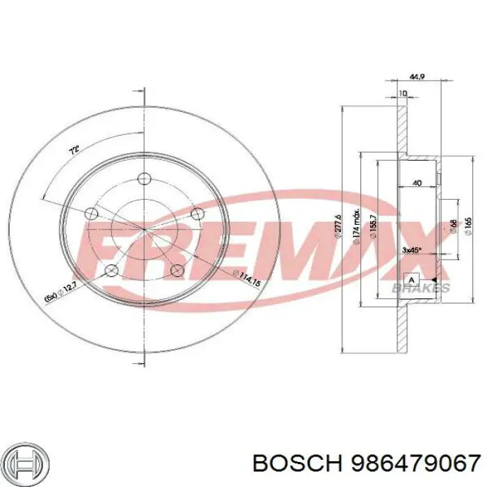 Тормозные диски 986479067 Bosch