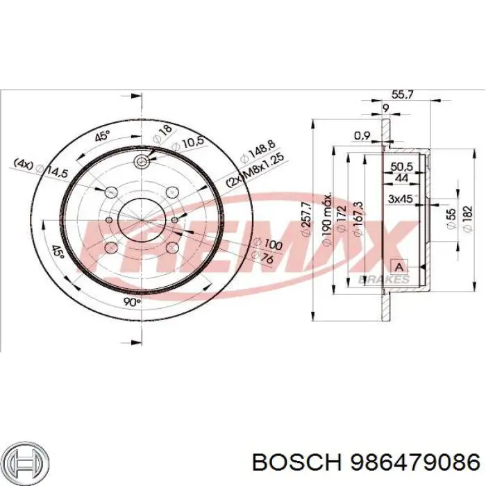 986479086 Bosch диск тормозной задний