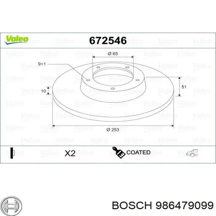 Задний тормозной диск Bosch 986479099 цена, от 21.00 USD