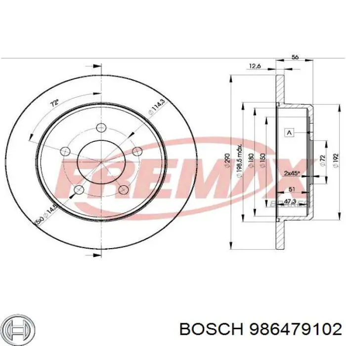 Тормозные диски 986479102 Bosch