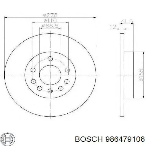 986479106 Bosch диск тормозной задний