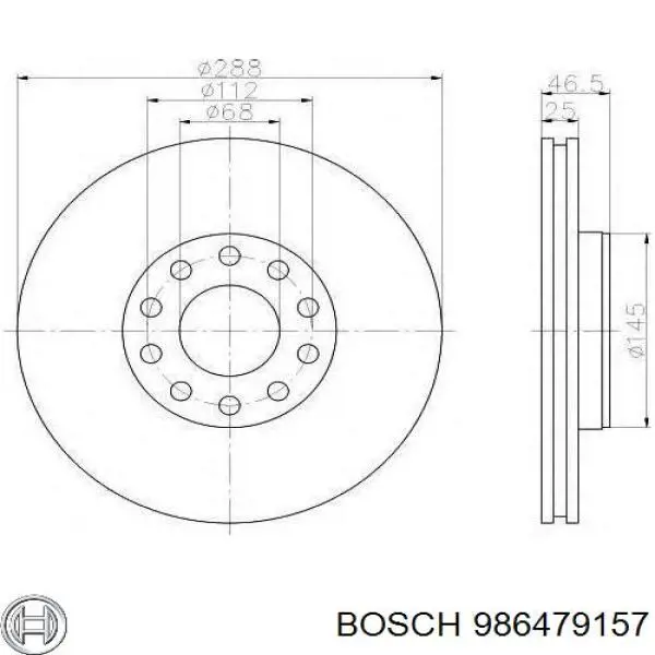 986479157 Bosch диск тормозной передний
