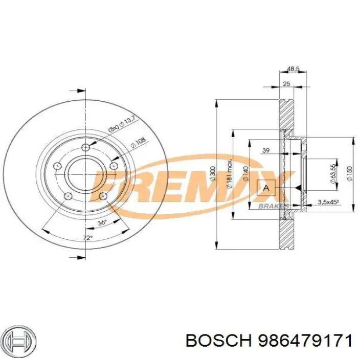 Купить 986479171 Bosch Ротор тормозной