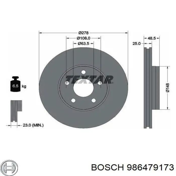 Передние тормозные диски 986479173 Bosch