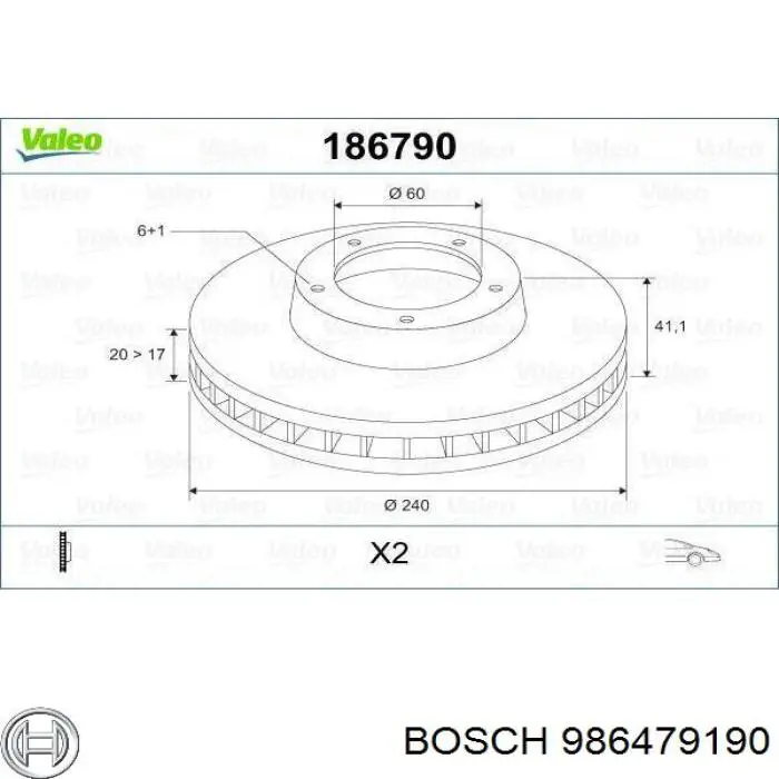 Передние тормозные диски 986479190 Bosch