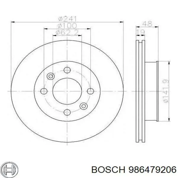 Передние тормозные диски 986479206 Bosch