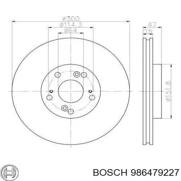 986479227 Bosch диск тормозной передний