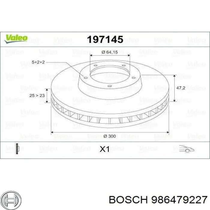 Тормоз дисковый передний Bosch 986479227 цена, от 55.24 USD