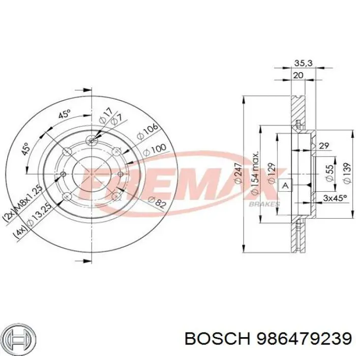 Купить 986479239 Bosch Ротор тормозной