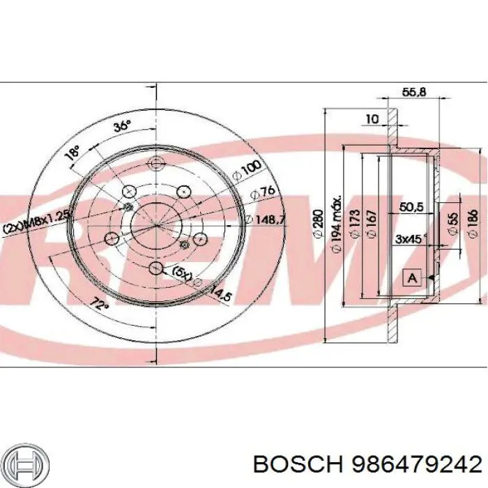 Задний тормозной диск Bosch 986479242 цена, от 35.38 USD
