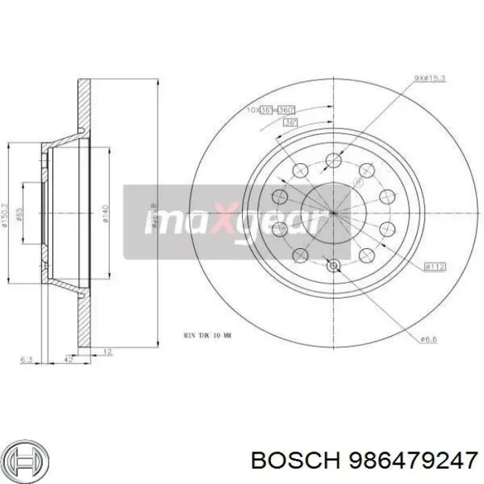 Тормозные диски 986479247 Bosch