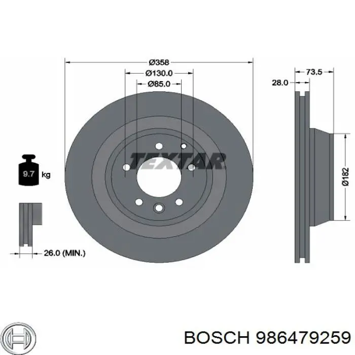 Тормозные диски 986479259 Bosch