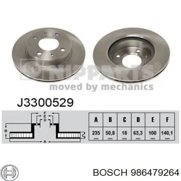 Передние тормозные диски 986479264 Bosch