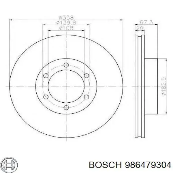 986479304 Bosch передние тормозные диски