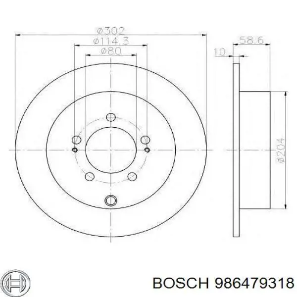 986479318 Bosch диск тормозной задний