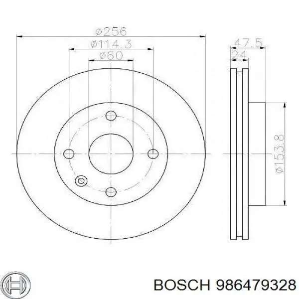 Диск гальмівний передній 986479328 Bosch