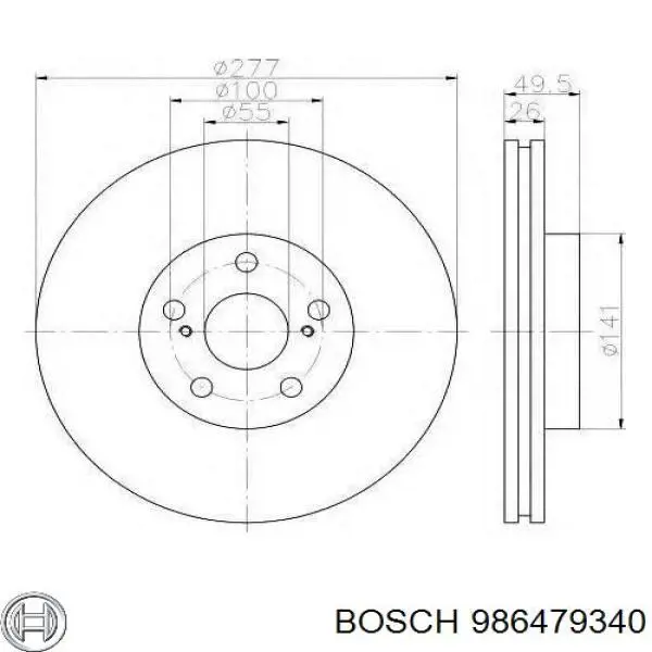 986479340 Bosch диск тормозной передний