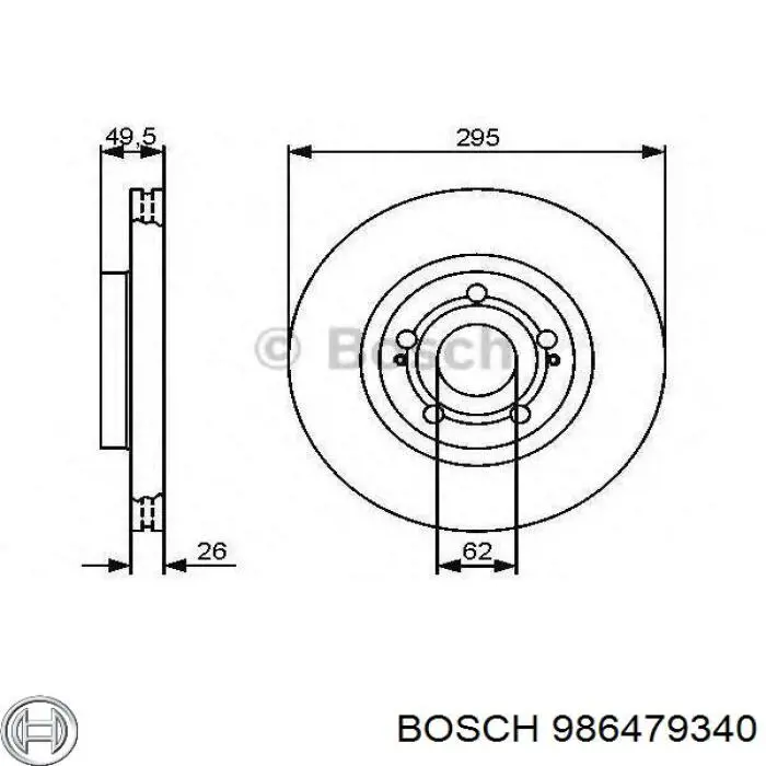 Тормоз дисковый передний Bosch 986479340 цена, от 44.23 USD