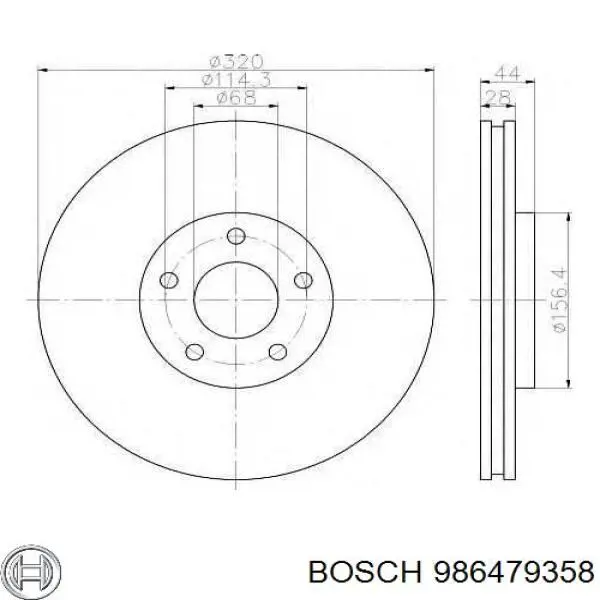 Передние тормозные диски 986479358 Bosch