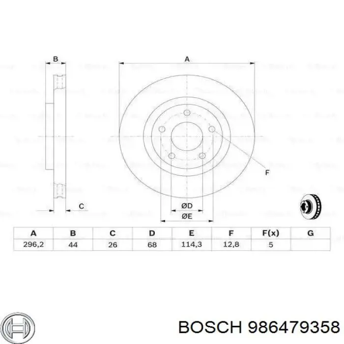 Тормоз дисковый передний Bosch 986479358 цена, от 54.18 USD