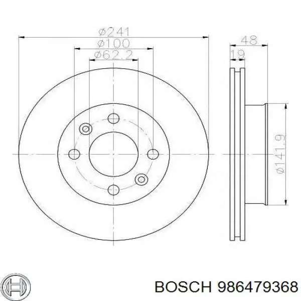 Тормоз дисковый передний Bosch 986479368 цена, от 40.89 USD
