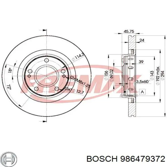 986479372 Bosch Диск тормозной передний