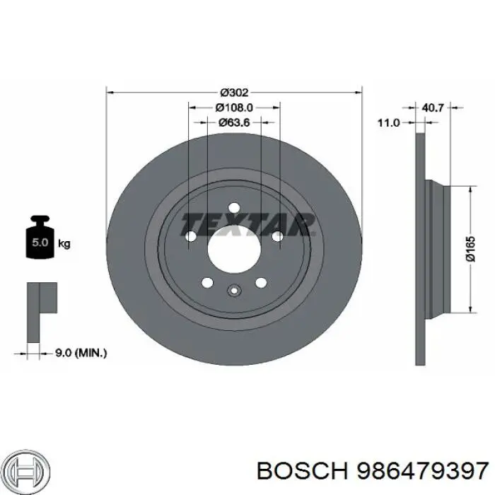Тормозные диски 986479397 Bosch