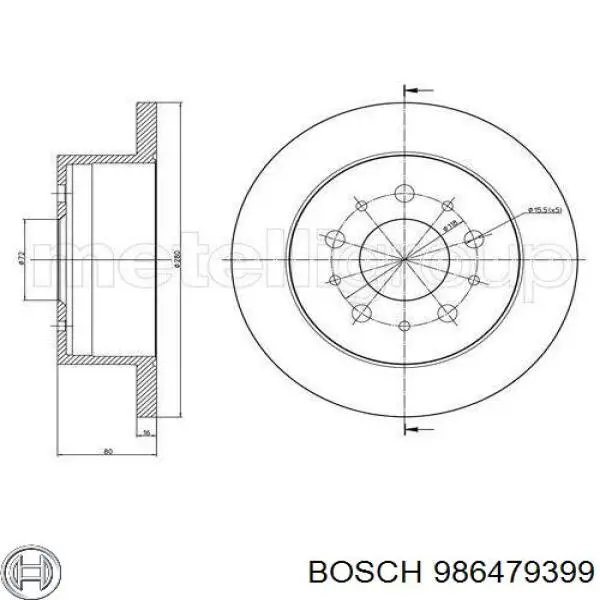 Задний тормозной диск Bosch 986479399 цена, от 46.43 USD