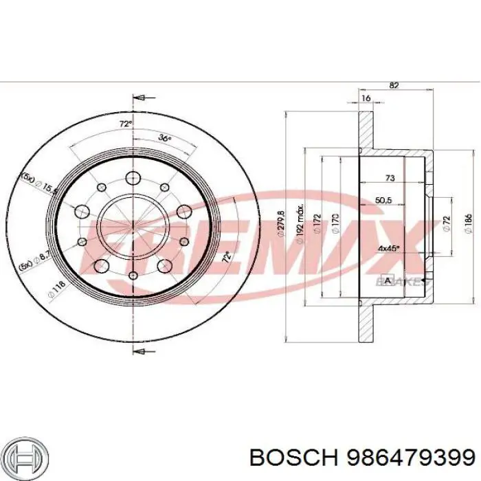 Купить 986479399 Bosch Диск тормозной задний