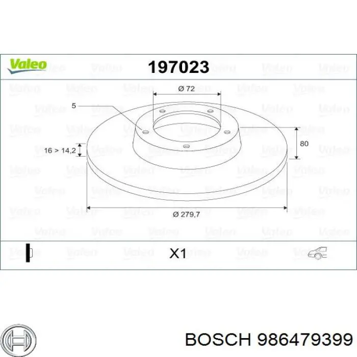 Тормозные диски 986479399 Bosch