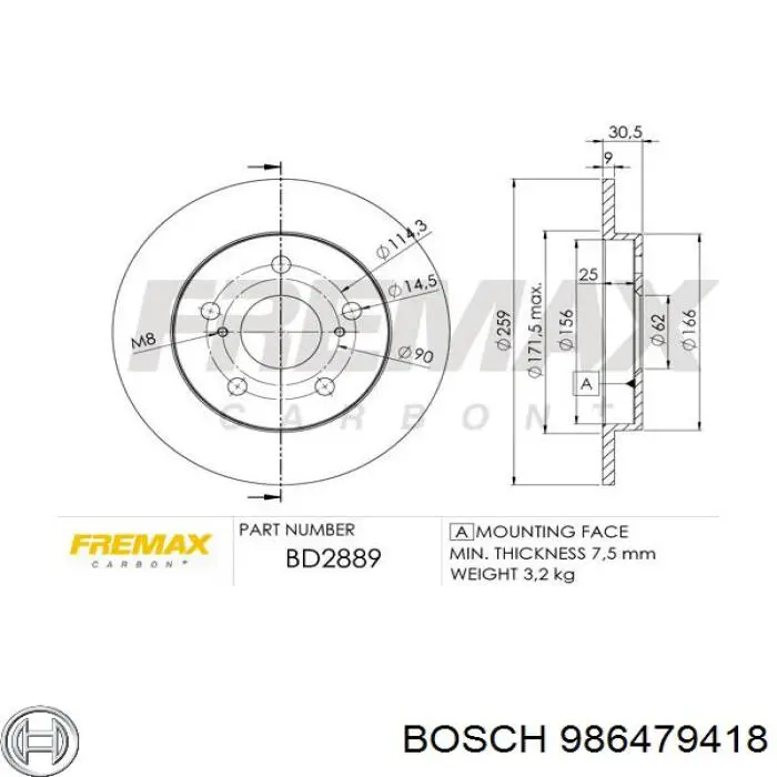 Задний тормозной диск Bosch 986479418 цена, от 28.87 USD
