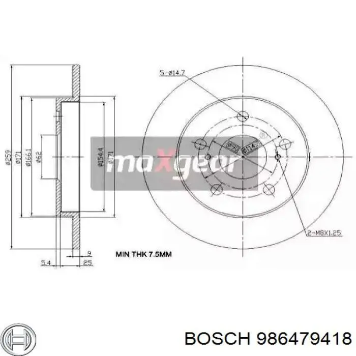 986479418 Bosch Дисковый тормоз