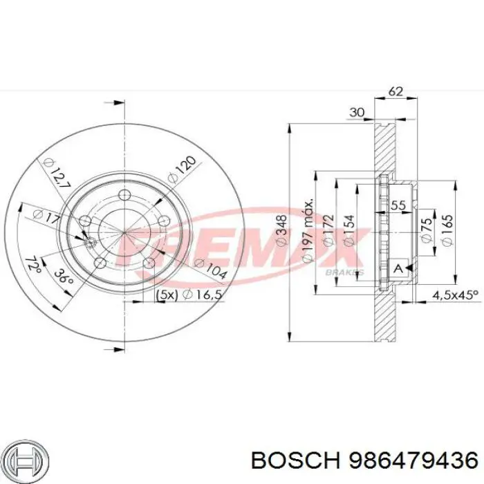 Купить 986479436 Bosch Ротор тормозной