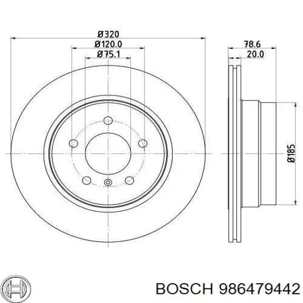 Задний тормозной диск Bosch 986479442 цена, от 68.77 USD