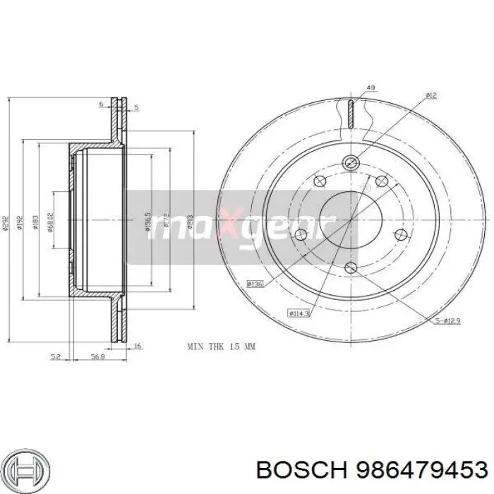 986479453 Bosch Дисковый тормоз